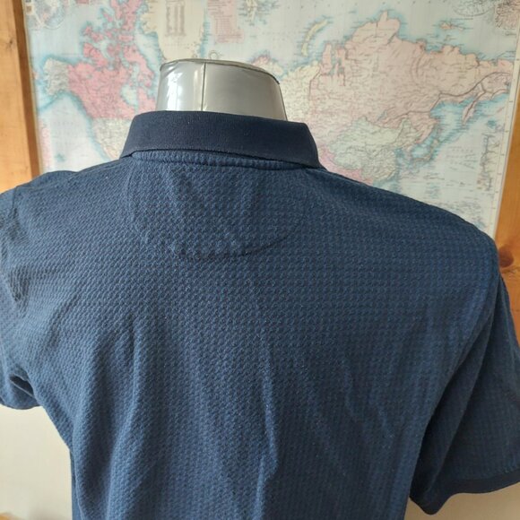 Denver Hayes Classic Fit Navy Patterned Polo Golf Shirt Men's Size Large - Picture 6 of 10